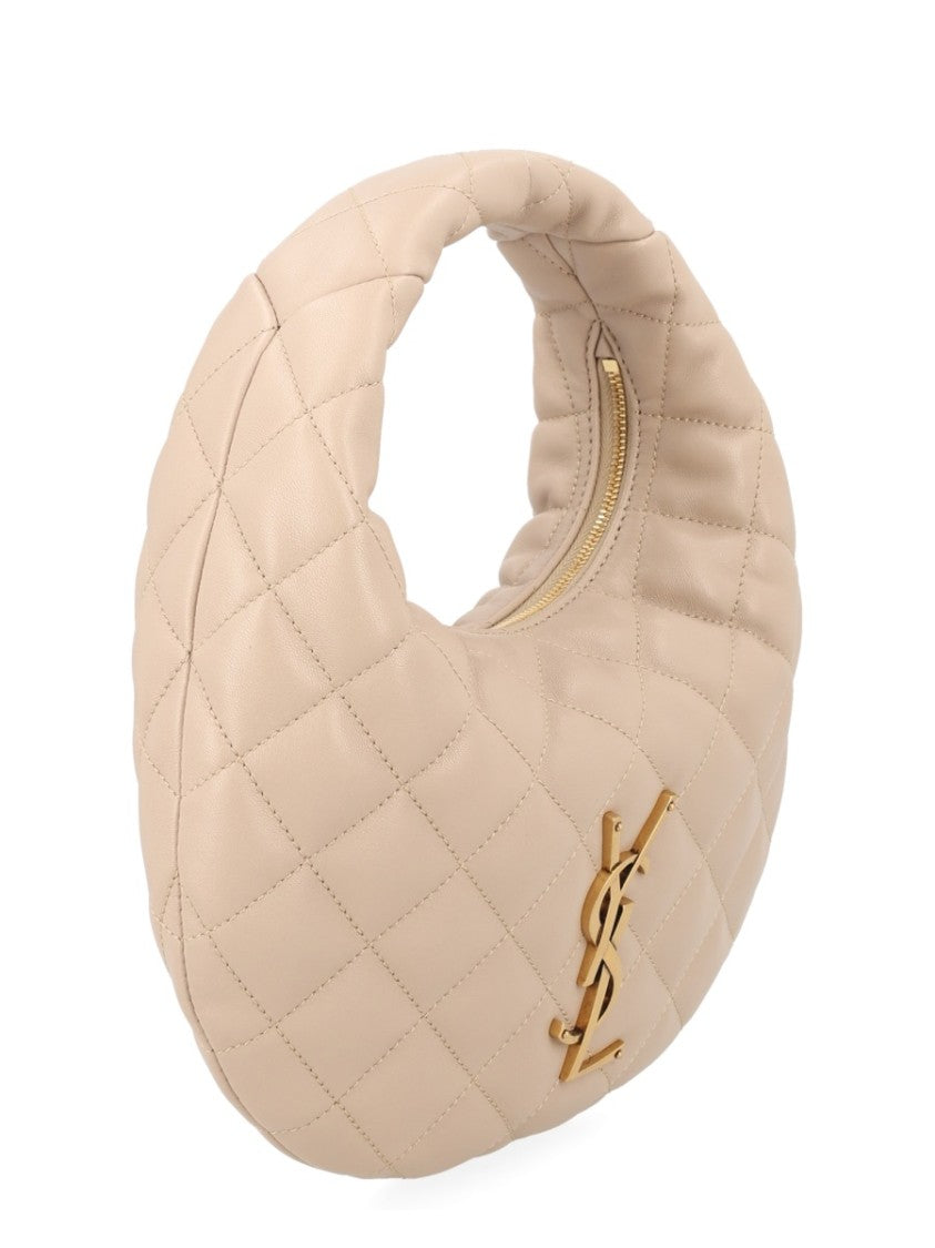 Saint Laurent Crescent-Shaped Quilted Handbag With Metallic Emblem