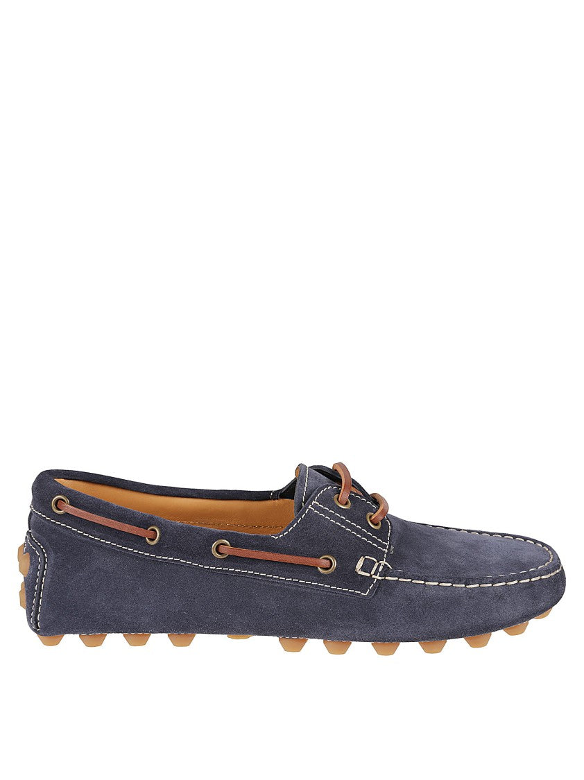 Tod's Blue Calfskin Flat Shoes