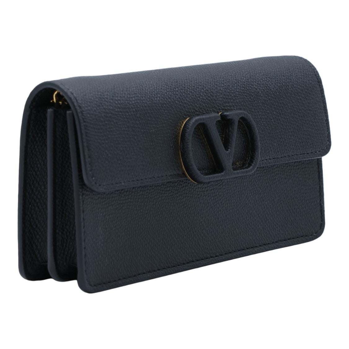 Valentino Garavani Black Textured Flap Rectangular Handbag