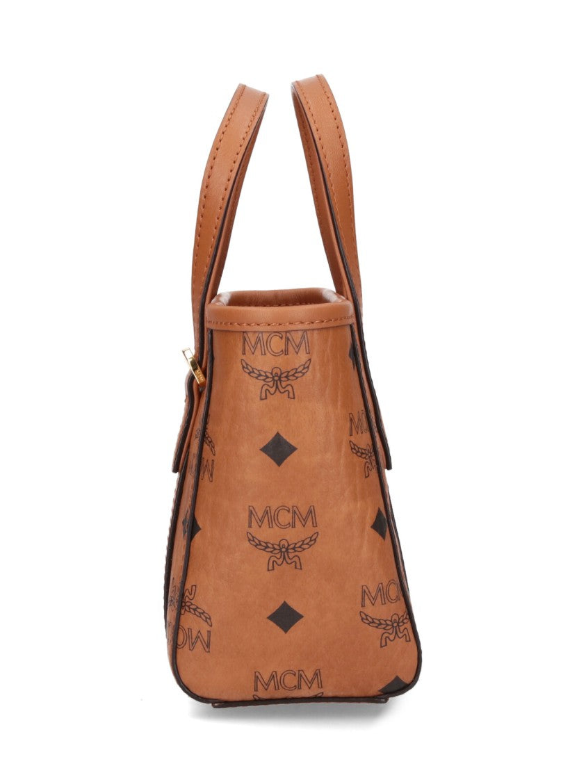 Mcm "Toni Top-Zip" Mini Tote Bag, In Brown "Visetos"