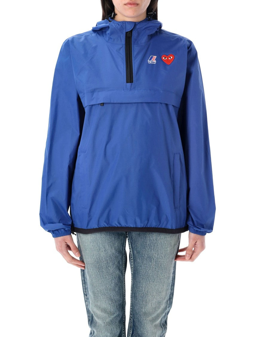 Comme Des Garçons Packable Half-Zip Jacket With Red Heart Print