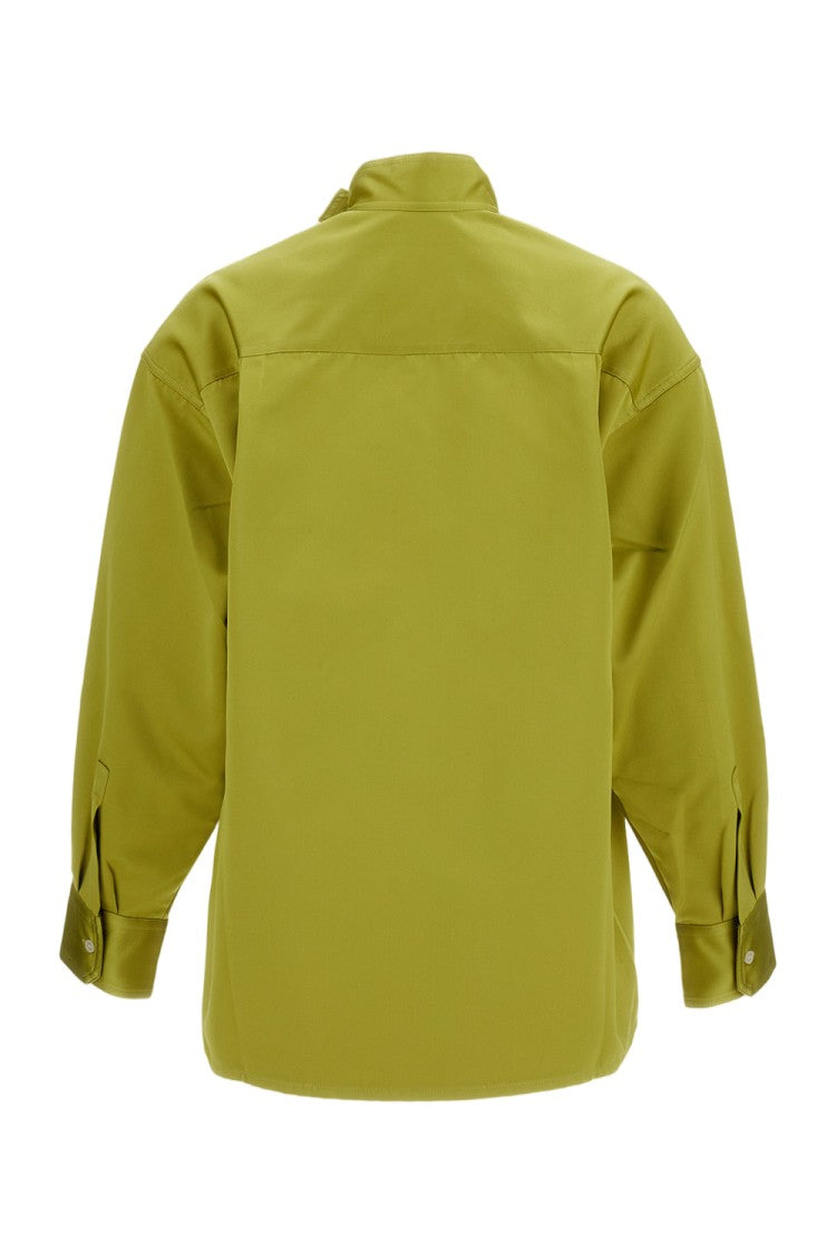 Plan C Asymmetric Scarf-Collar Duchesse Shirt