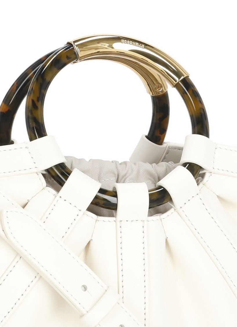 Coccinelle Ivory Leather Shell Bag With Structured Detailing