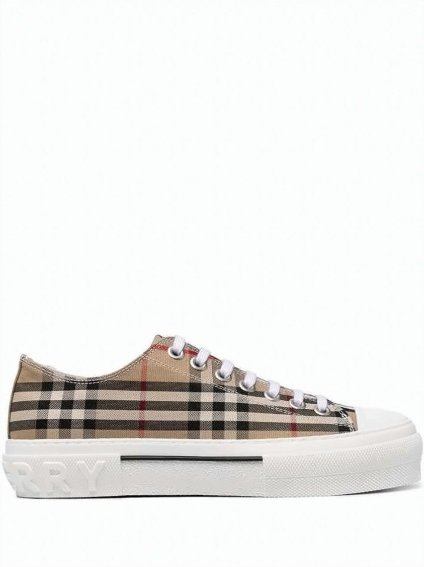 Burberry Vintage Check Cotton Sneakers With Leather Accents