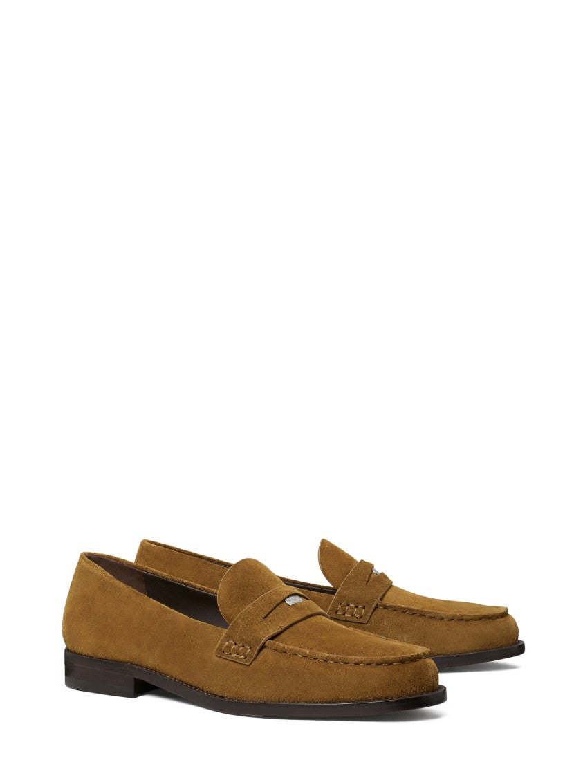 Tory Burch Brown Suede Classic Penny Loafers With Timeless Design