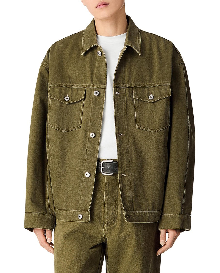 Bottega Veneta Stone Washed Denim Jacket With Unique Back Patch Detail