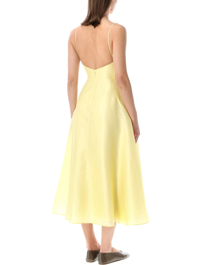 Alberta Ferretti Silk Organza V Neck Midi