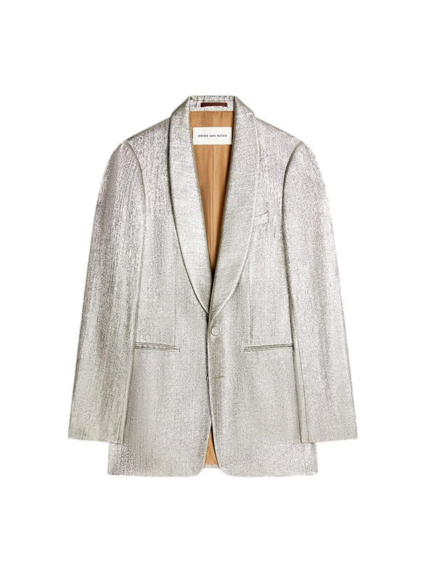 Dries Van Noten Slim Fit Blazer Silver