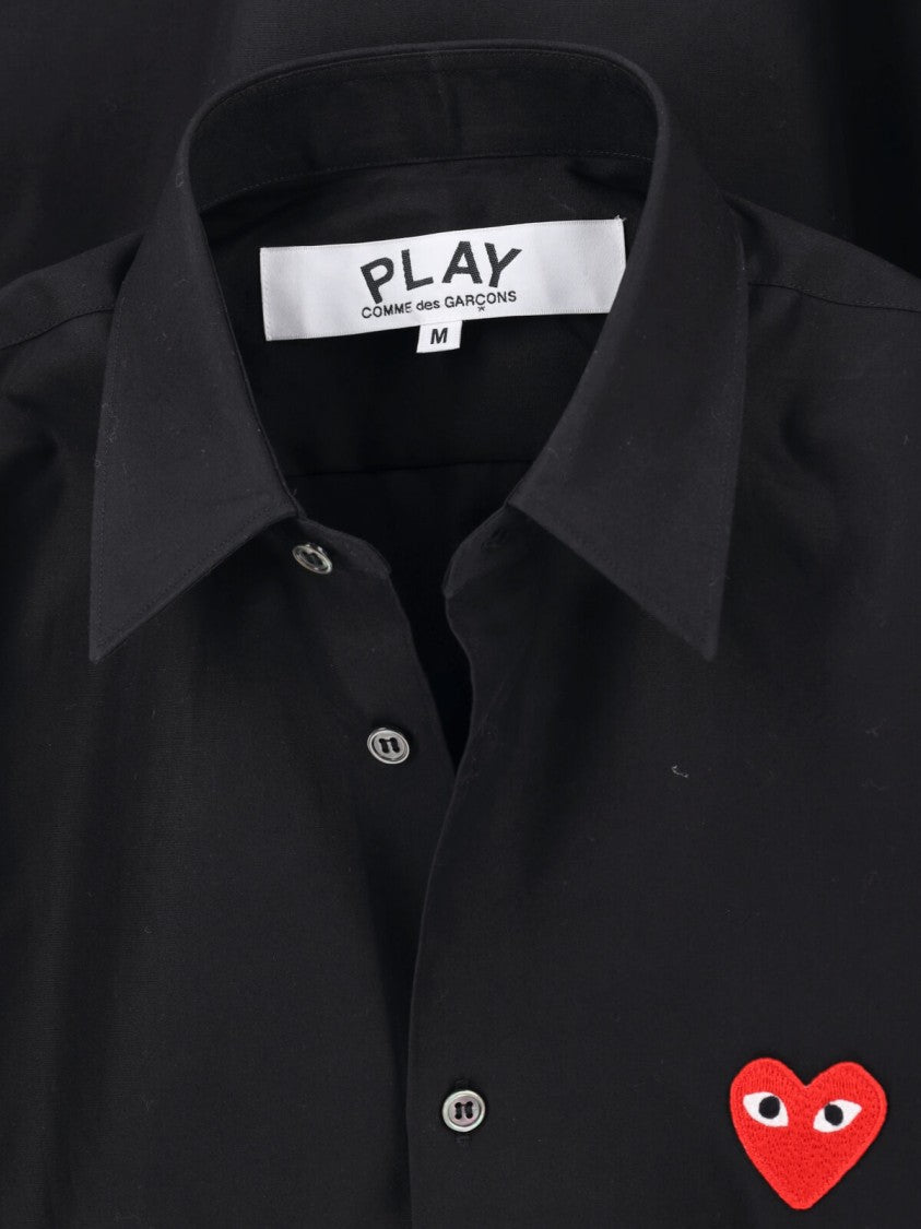 Comme Des Garçons Black Heart Patch Cotton Button-Up Shirt