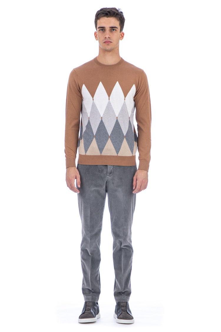 Ballantyne Diamond Cotton-Cashmere Crewneck Sweater