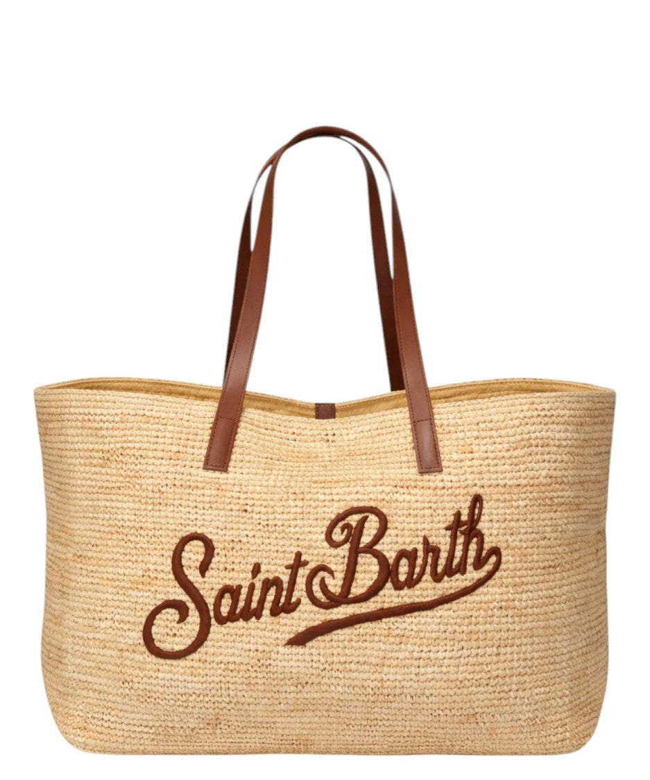 Mc2 Saint Barth Woven Tote Bag With Leather Handles