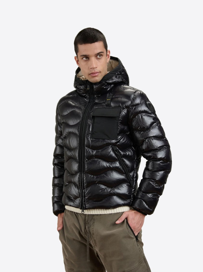 Blauer Quilted Buckle Hooded Puffer Jacket
