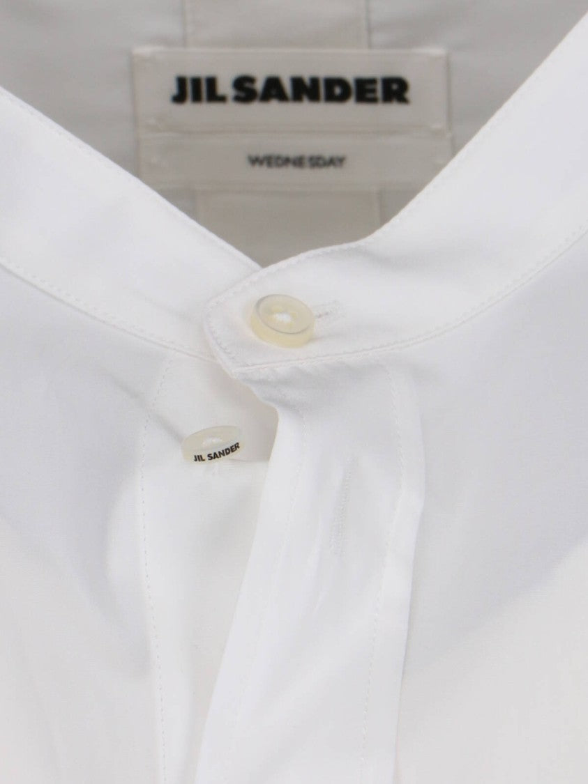 Jil Sander Mandarin Collar Shirt – White