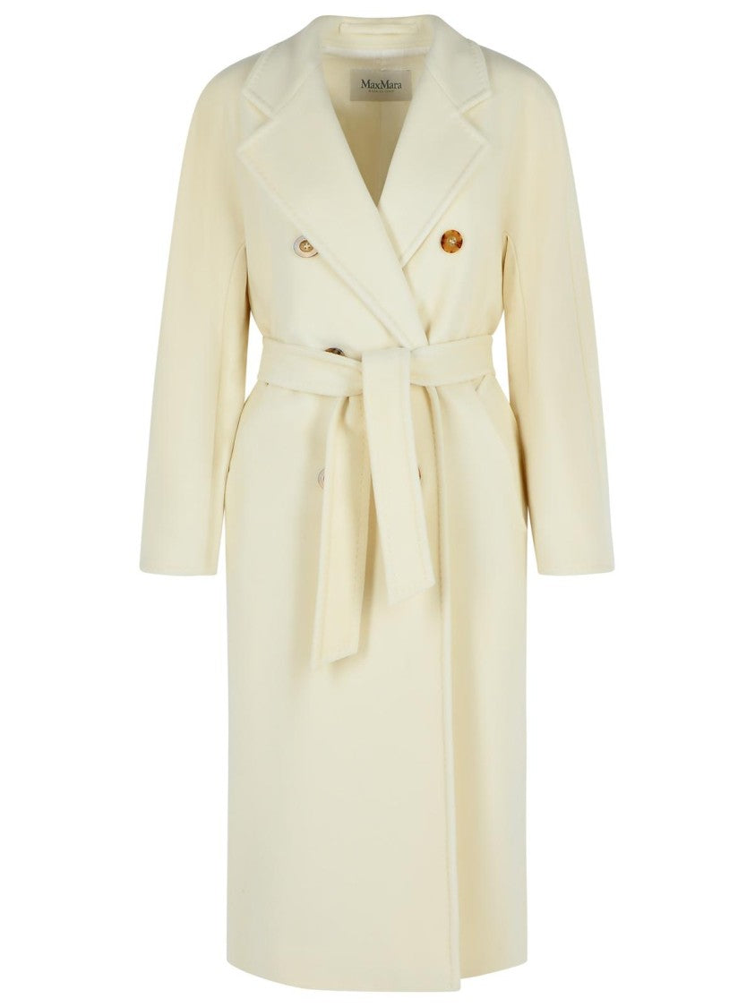 Max Mara Madame' Virgin Wool And Ivory Cashmere Coat