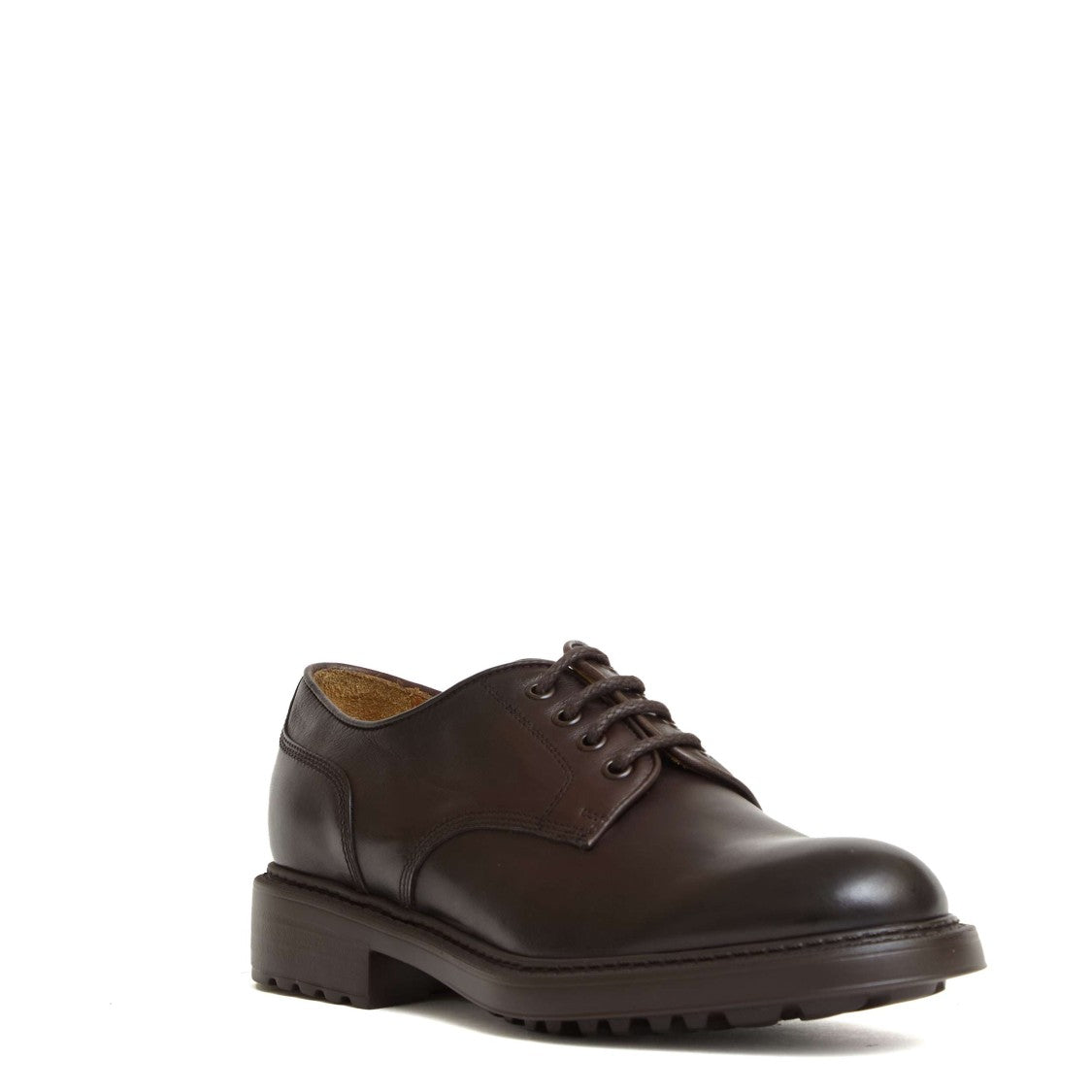 Doucal's Brown Leather Derby Shoes With Ultra-Light Rubber Sole