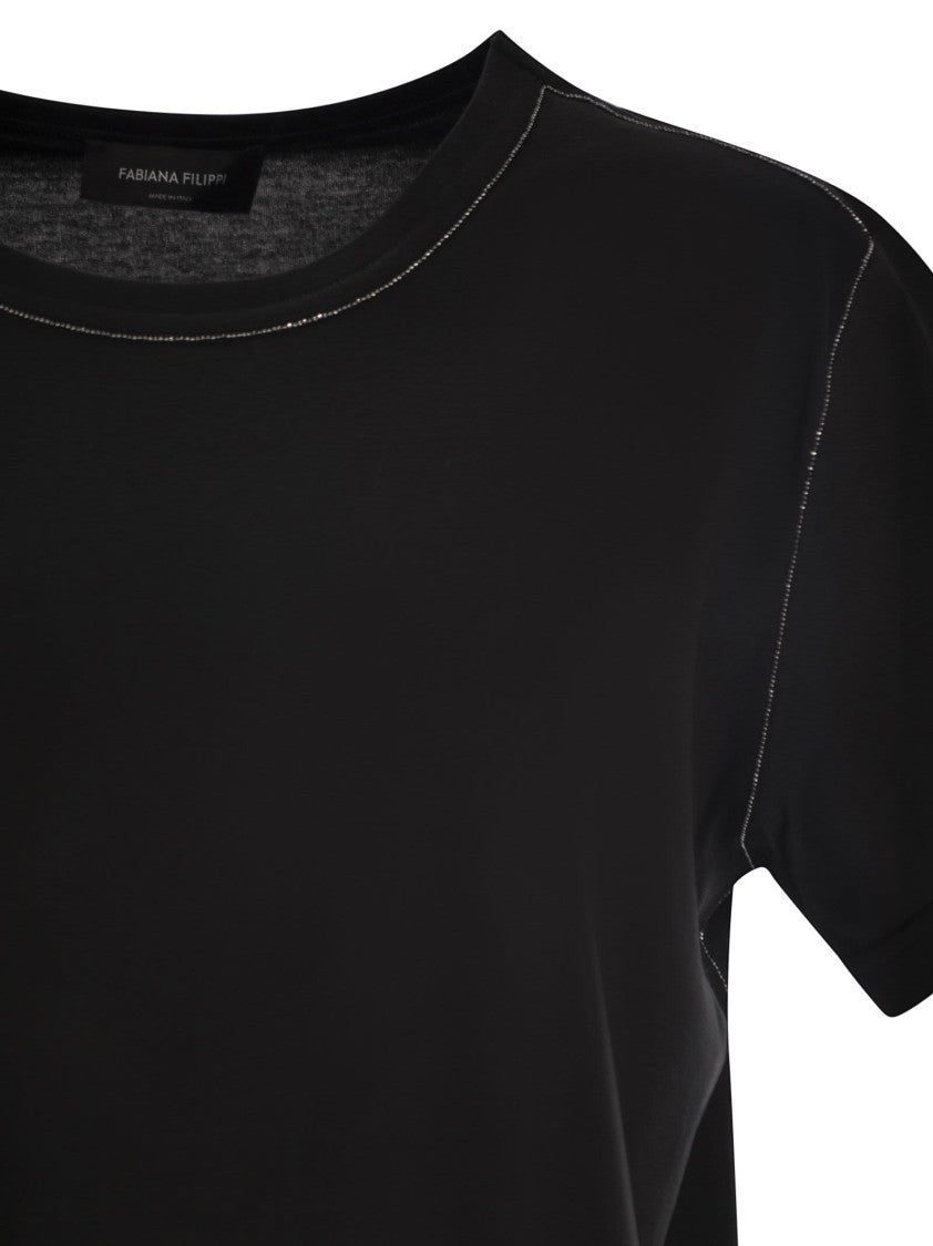 Fabiana Filippi Jersey T-Shirt With Diamond Thread Detailing