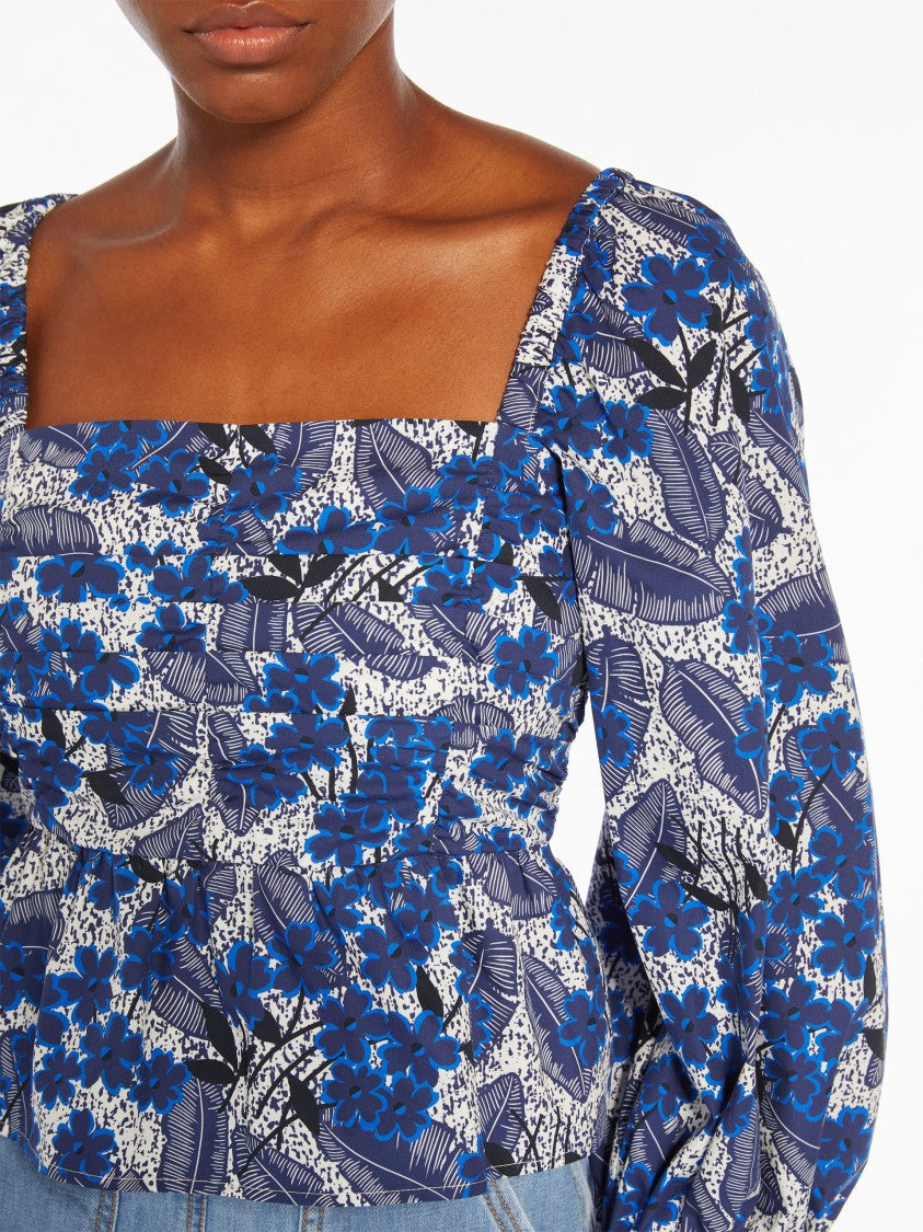 Max Mara Square Neckline Top With Gathered Pleats