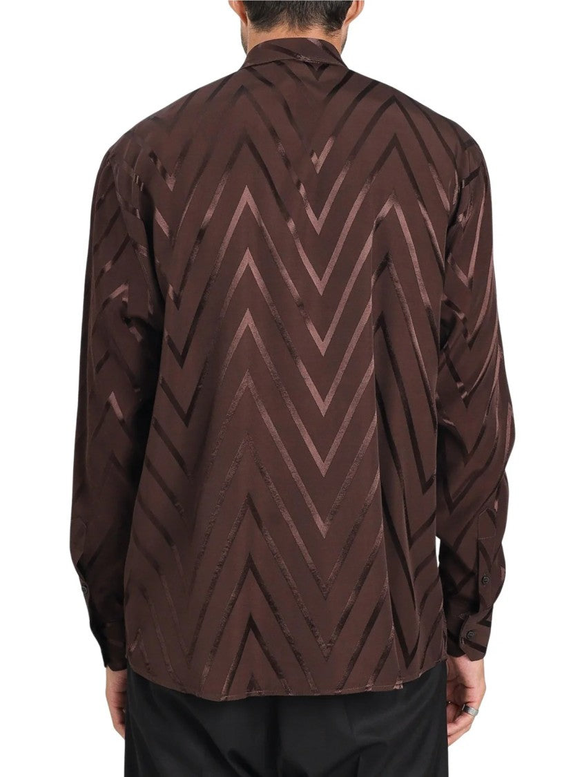 I M Brian Brown Chevron Pattern Viscose Shirt
