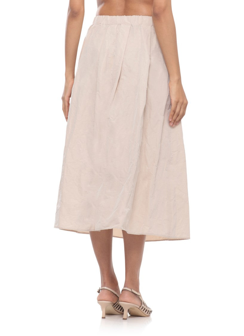 Antonelli Firenze Beige Midi Skirt With Elastic Waistband And Side Pockets