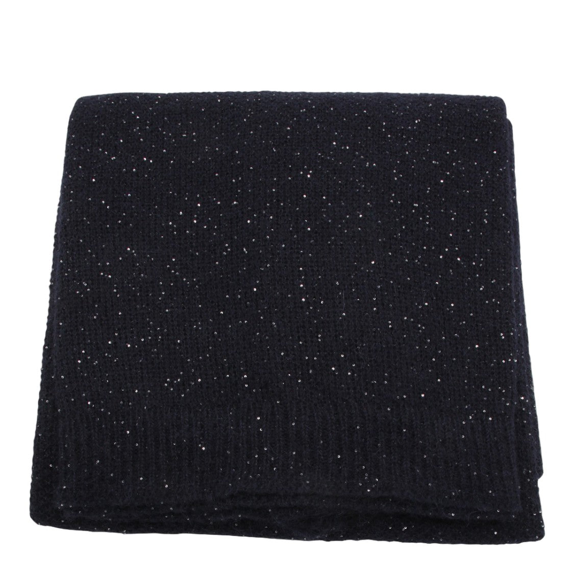 Fabiana Filippi Knitted Dark Blue Scarf With Subtle Shimmer