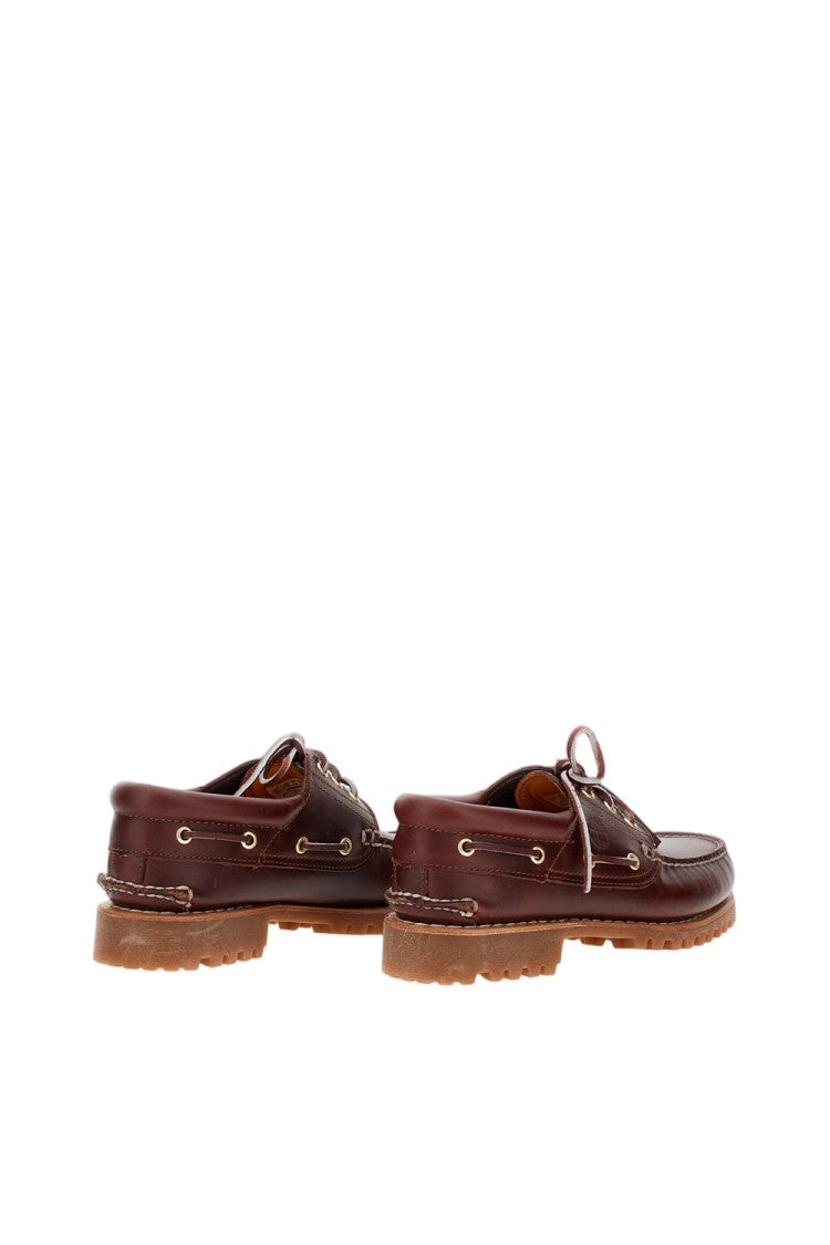 Timberland Burgundy Hand-Stitched Rubber-Sole Leather Boat Shoes