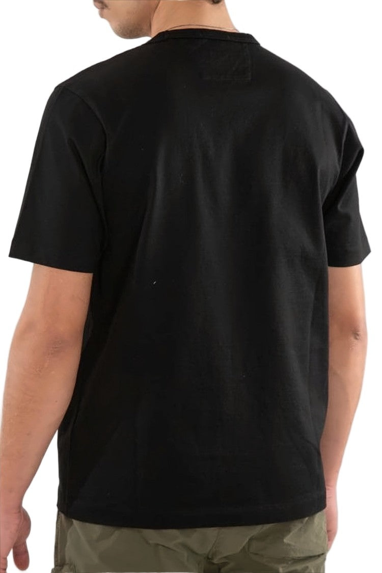 C.P. Company Short-Sleeved Black Cotton T-Shirt With Logo Detail