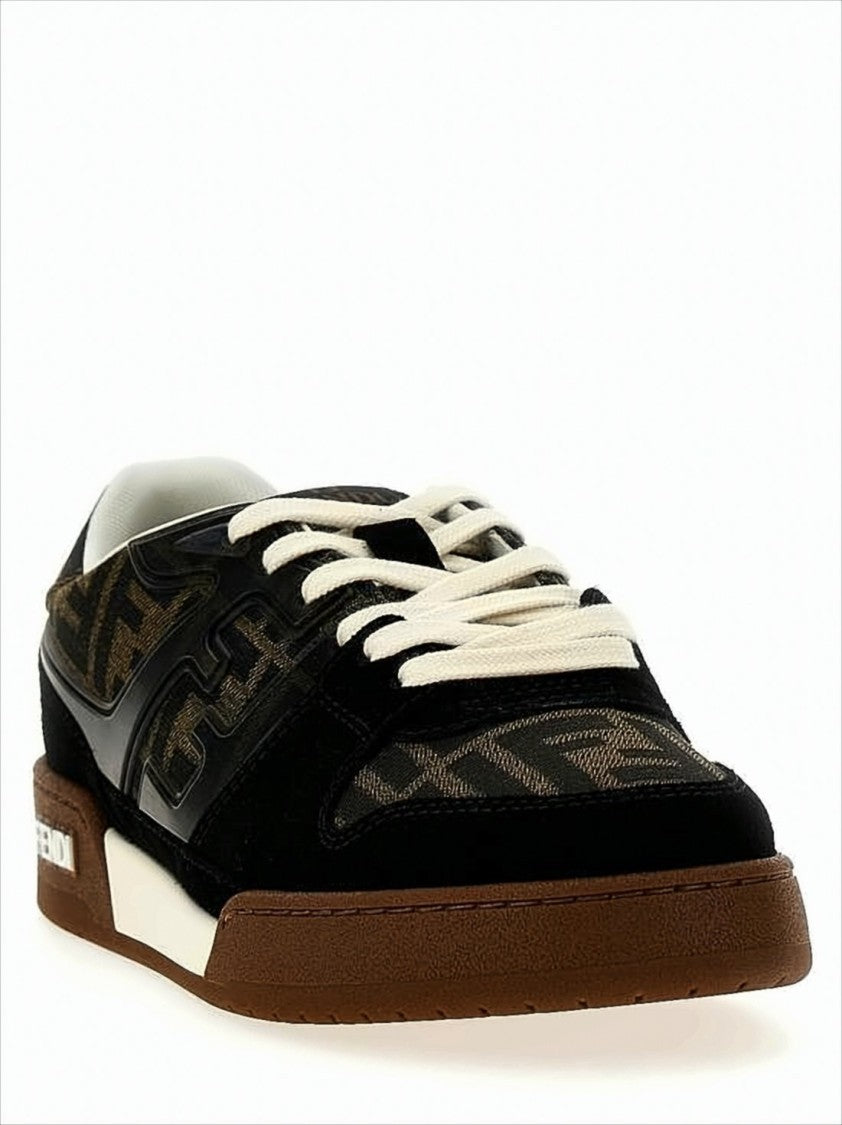 Fendi Monogram Pattern Low-Top Sneakers With Calf Leather