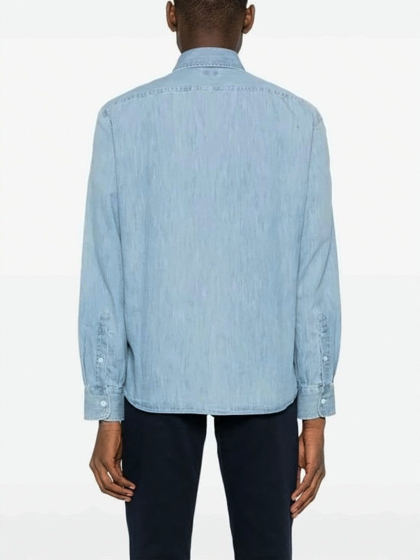Brunello Cucinelli French Collar Easy-Fit Lightweight Denim Shirt