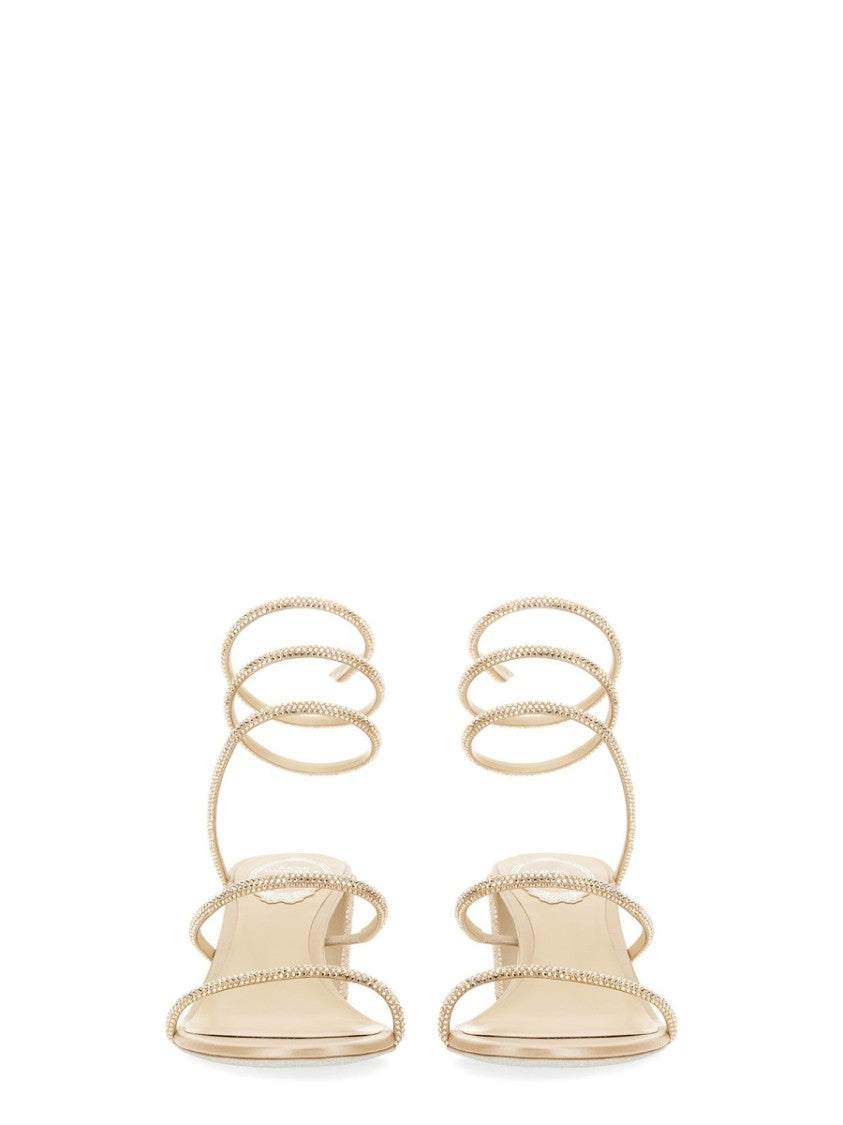René Caovilla Cleo Block Heel Leather Sandals