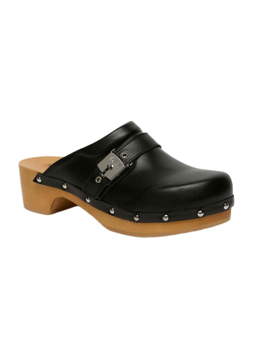Scholl Classic Retro Clog With Iconic Metal Buckle