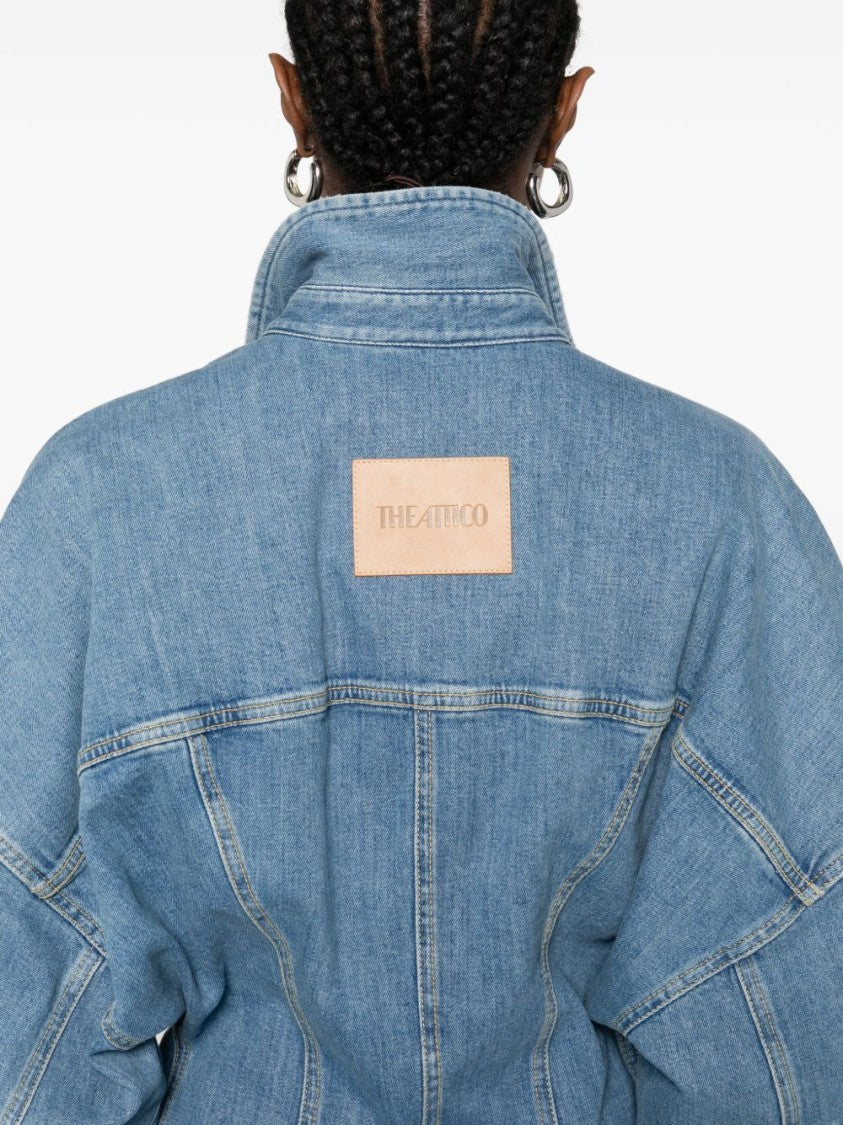 The Attico Denim Jacket Dress With Button-Down Front