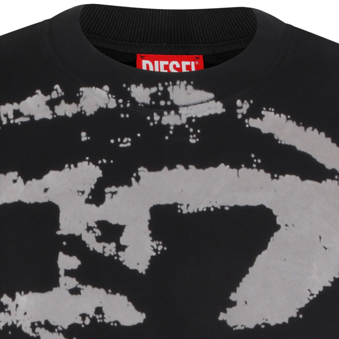 Diesel Cotton Logo Sweatshirt With Ribbed Hems And Distressed Print
