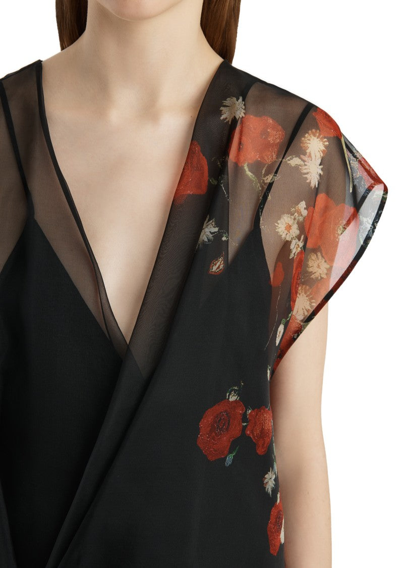 Khaite Asymmetrical Floral Print Mini Dress