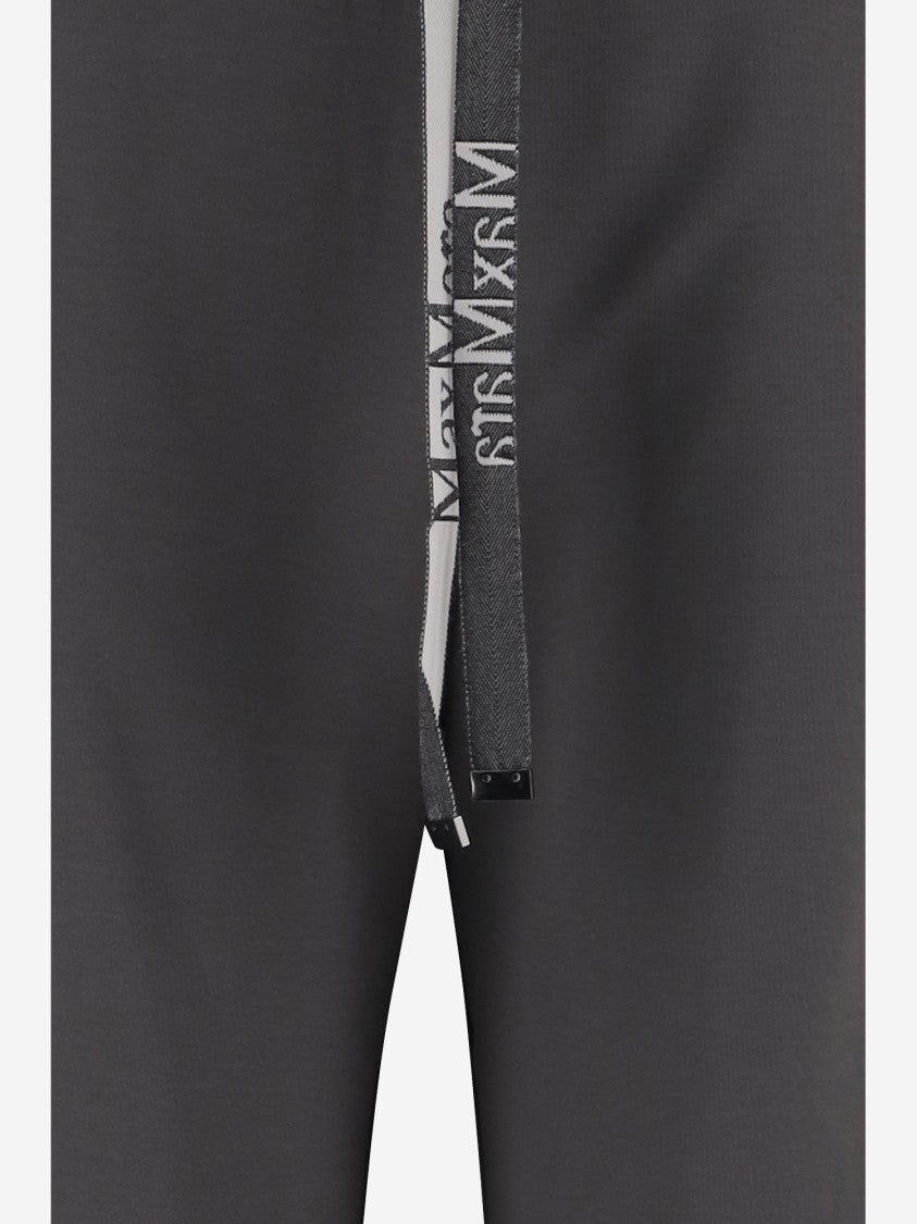 Max Mara Wide-Leg Dark Gray Pants With Jacquard Drawstring