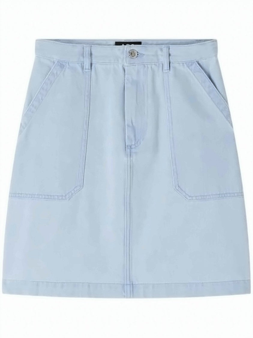 A.P.C. Structured Light Blue Midi Skirt