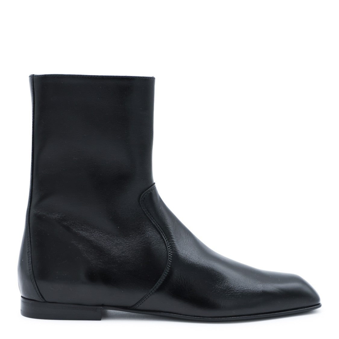 Khaite Ankle-Length Leather Boots With Square Toe