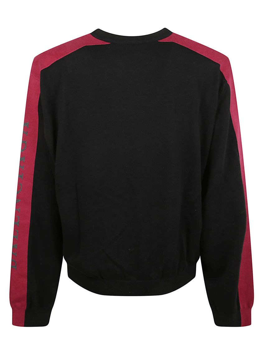 Balenciaga Choker Neckline Knit Sweater With Bold Stripes