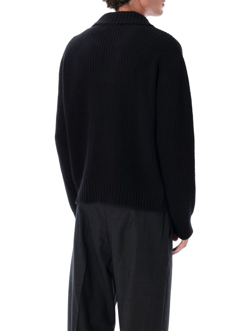 Mfpen Wool Knit Sweater With Collar Black