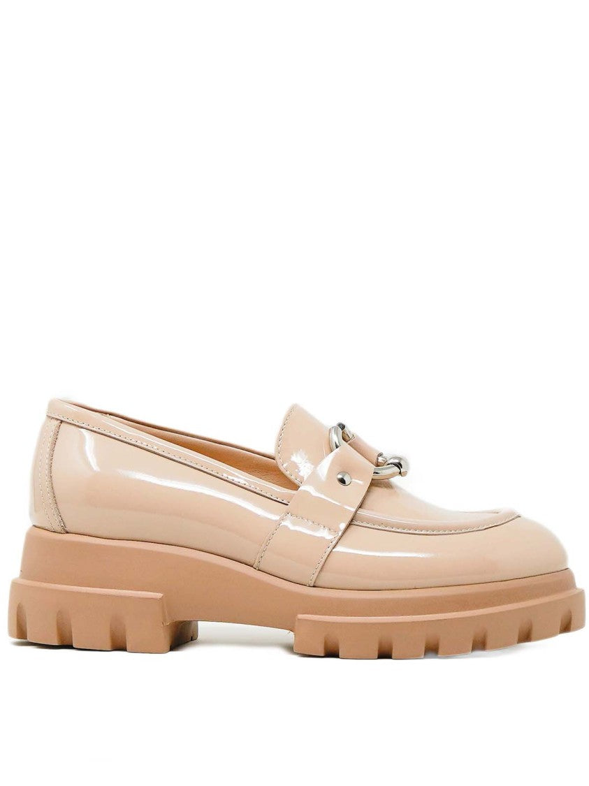 Agl Nude Patent Moccasin With Ring