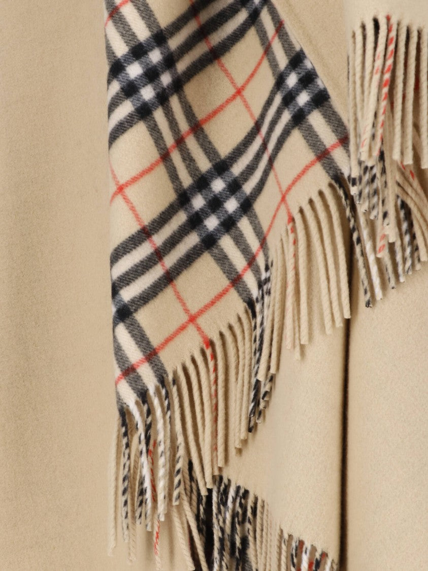 Burberry Beige Check Wool Cape