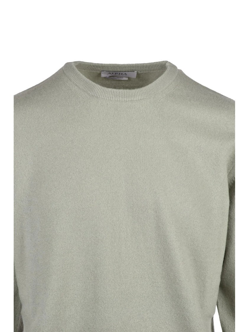 Alpha Studio Pistachio Green Cashmere Crewneck Pullover
