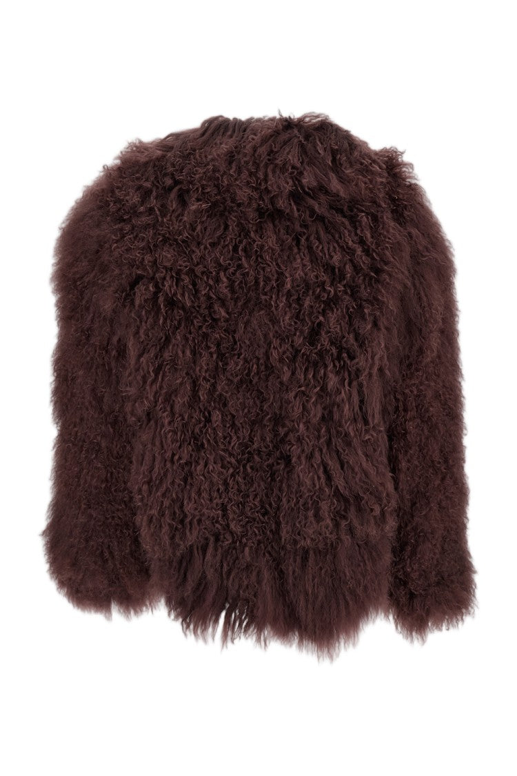 Martha Louis Mongolian Fur Midi Jacket With Concealed Fastening