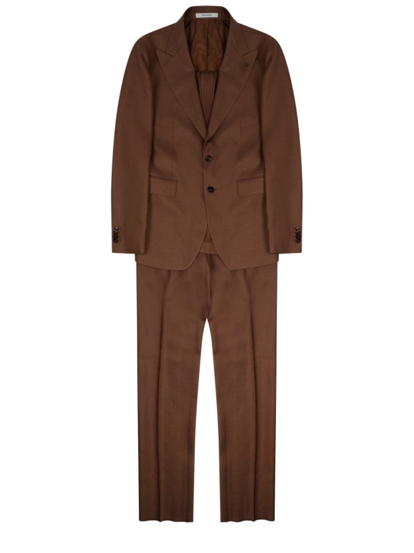 Tagliatore Brown Vesuvio Linen Suit