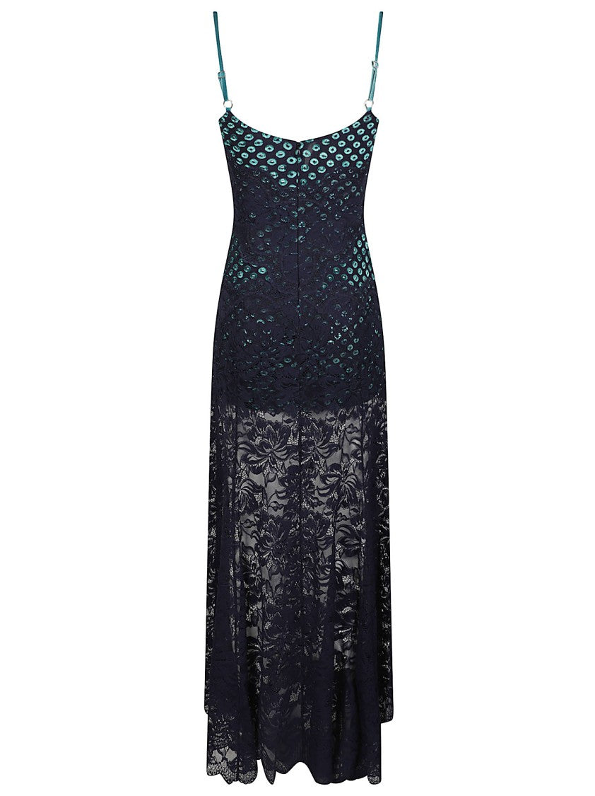 Rabanne Fitted Lace Midi Dress With Sweetheart Neckline