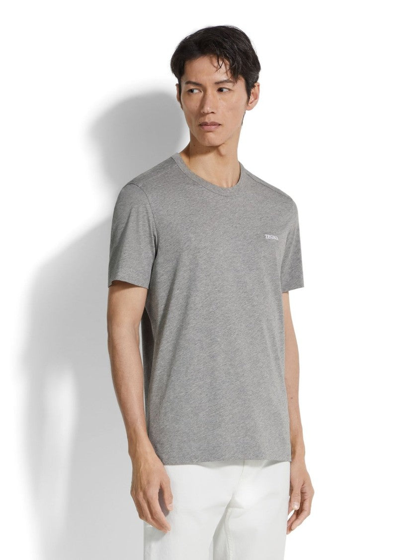 Zegna Classic Grey Crew Neck T-Shirt
