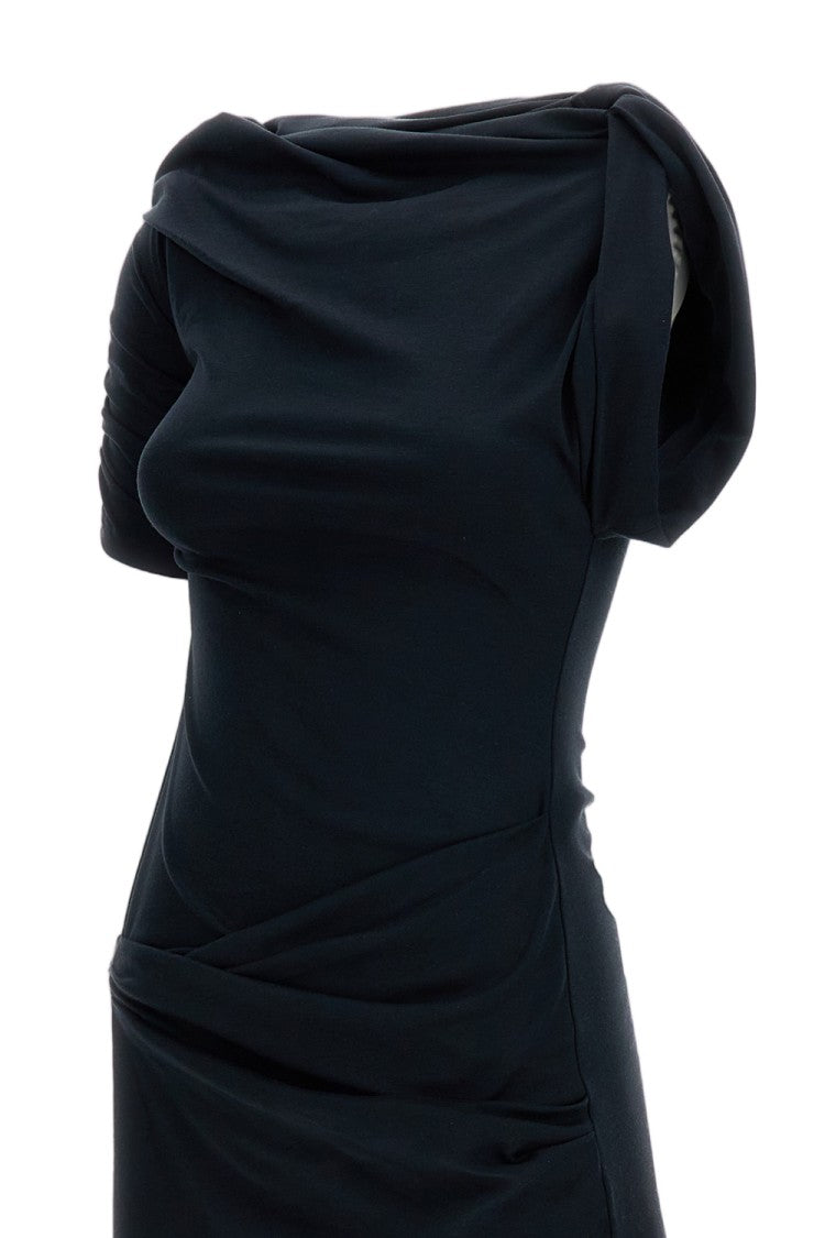 Jacquemus Draped Mini Dress With Asymmetric Neckline