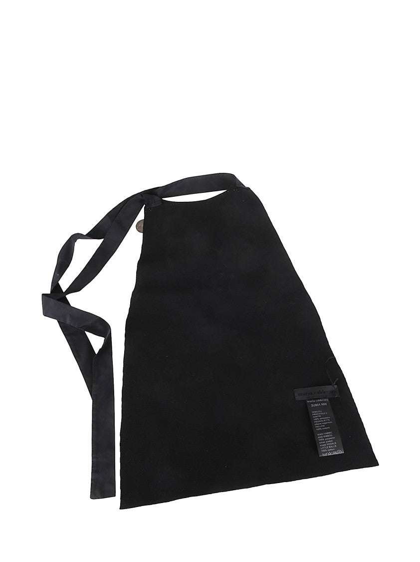 Maria Calderara Black Wool Bib With Neck Strap