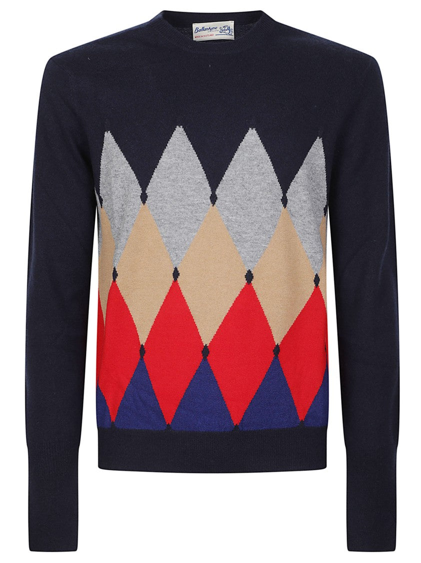 Ballantyne Classic Diamond Diamond Pattern Cashmere Sweater
