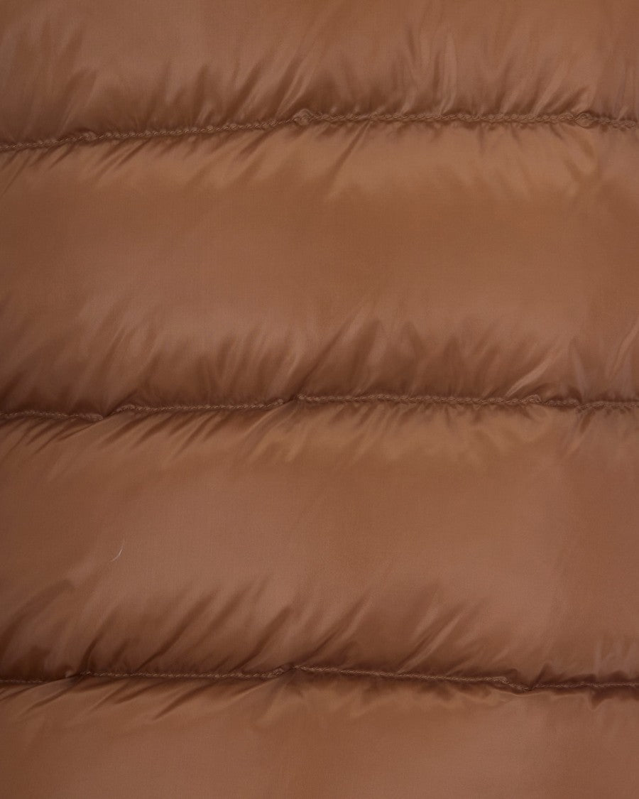Herno Camel Monogram Quilted Down Cape