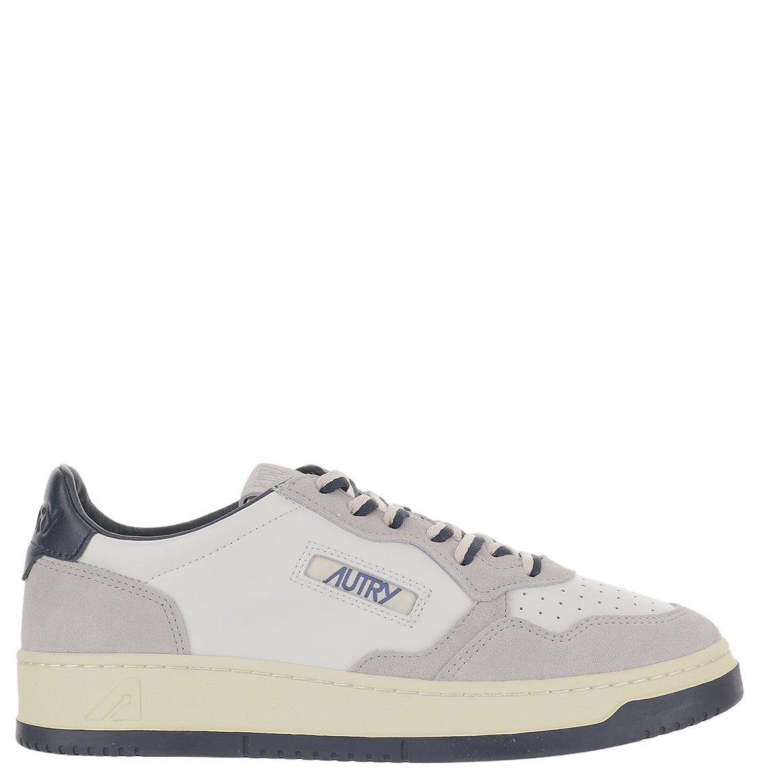 Autry Leather Sneakers With Suede Inserts And Contrasting Heel Tab